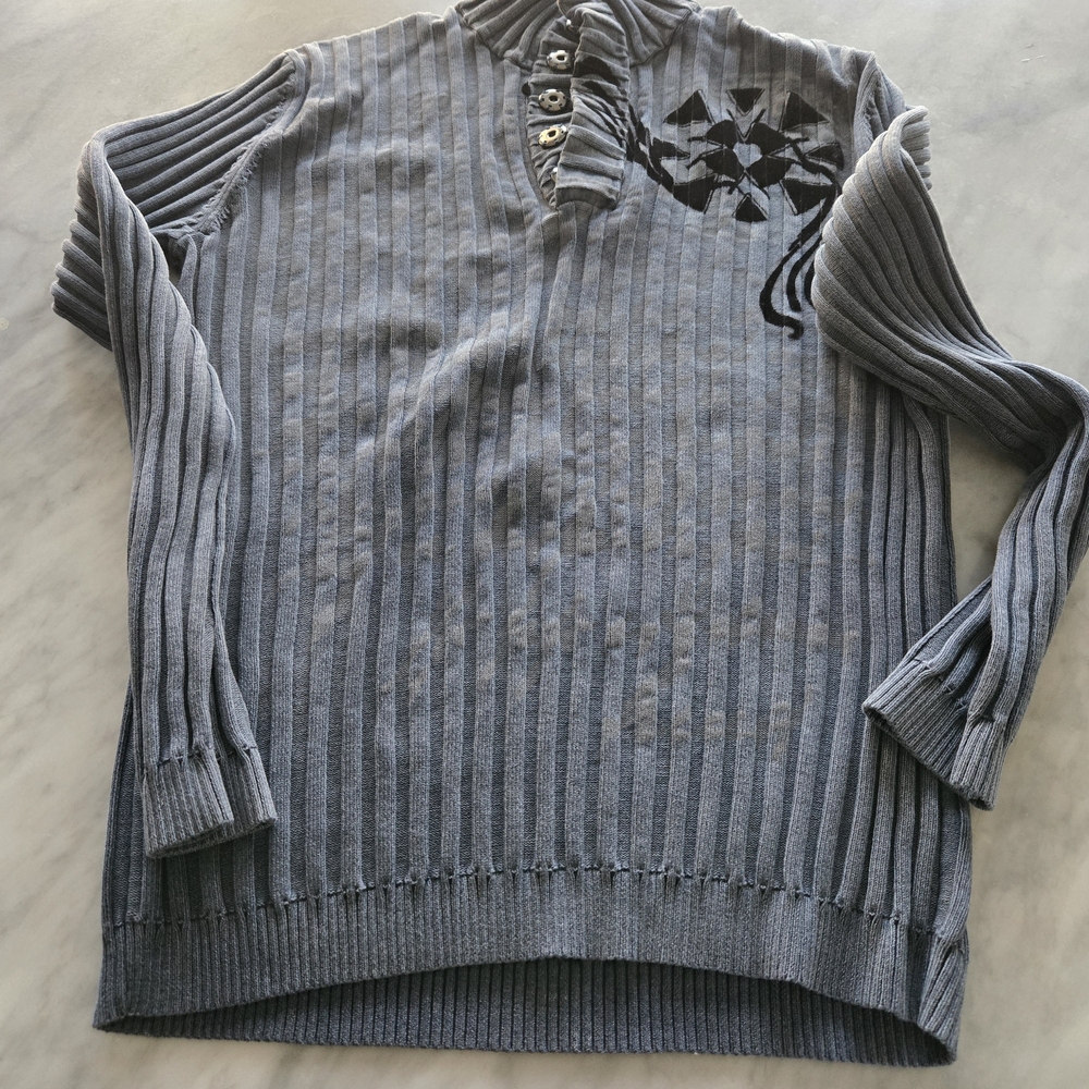 INC International Concepts Blue Ribbed Men's Turtleneck Sweater